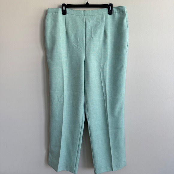 Alfred Dunner Pants - Alfred Dunner Seafoam Green Classic Fit Pants Womens 18W Elastic Waist Textured